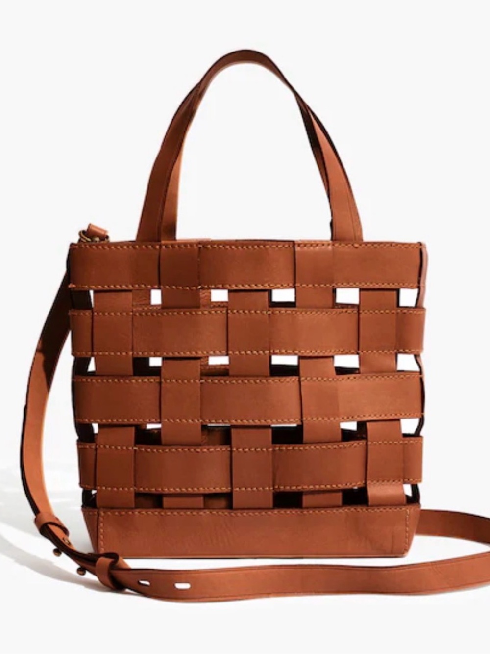 Madewell Basket weave Crossbody Tote in English Saddle Women’s - Picture 1 of 7